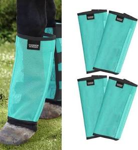 lot 14206 image: Harrison Howard Loose Fitting Fly Boots UV-Protective Extra Tough Mesh Ventilated Four Fasteners Stay-on Design Protect Horse Legs and Stomp-Reducing Set of 4 Mint Pony