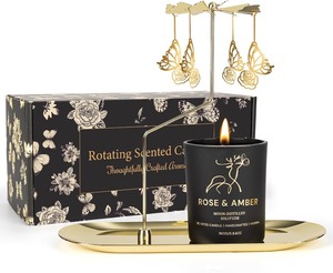 lot 14265 image: Rose and Amber Scented Candle 16 oz 6.4oz with Pendants