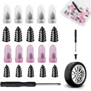 lot 18175 image: ILKCC Tire Repair Rubber Nails Kit - 50Pcs Vacuum Tire Repair Plugs Kit Spiral Rubber Screws, Fast Self-Service Tire Repair Tools for Cars, Truck, Tractor, Motorcycles Tire Puncture
