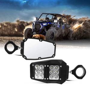 lot 1408 image: UTV RZR Mirror Offroad Side Rear View Mirrors with LED Spot Light Compatible with Polaris RZR XP 1000 RZR 900 Yamaha Rhino Honda Pioneer Talon Kawasaki Teryx 1.75-2 Inch Roll Bar Cage