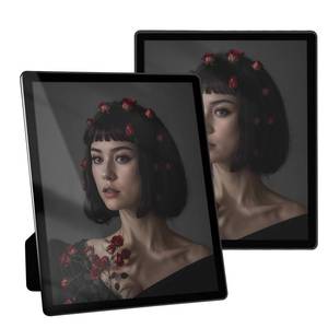 lot 1432 image: IZIDDO 8x10 Picture Frame Set of 2,Real Glass Black Picture Frames Minimalist Decor Photo Frame with Wall Mount or Tabletop Standing