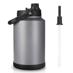 lot 1435 image: Sursip 1 Gallon Insulated Water Jug wtih Straw, Stainless Steel Large Sports one Gallon Water Bottle for Travel, Hiking, Camping 128 oz(Grey)