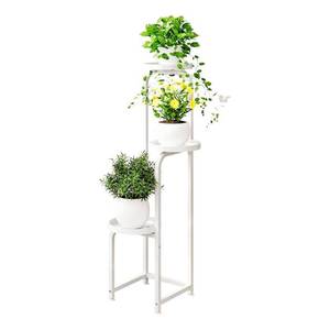 lot 1454 image: INGIORDAR Plant Stand Indoor Outdoor 3 Tier Metal Plant Shelf for Multiple Plants Corner Flower Holders for Living Room Balcony Bedroom Patio Garden, Black (White, 3-Tier)