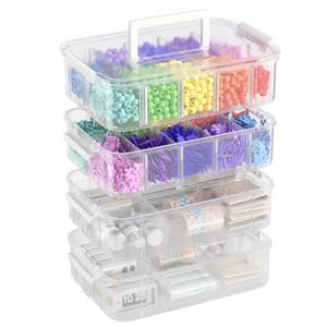 lot 1455 image: 4-Tier Plastic Craft Storage and Organizers with 2 Removable Trays and 20 Adjustable Compartments, Art Supply Storage Organizer for Sewing,Puzzles,Washi Tape,Nail Polish