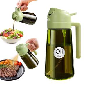 lot 2117 image: YARRAMATE 16oz470ml Light Blocking Oil Sprayer for Cooking with Stickers, Food-Grade 2 in 1 Olive Oil Dispenser Bottle for Kitchen, Premium Dark Green Glass Oil Bottle for Air Fryer, BBQ (Green)