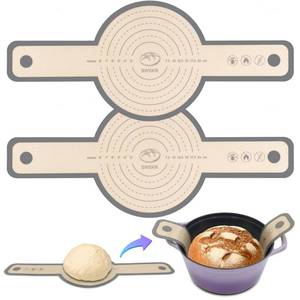 lot 2121 image: Silicone Bread Sling for Dutch Oven, 2 Pack 9.5in Non-Stick and Odor-Free Baking Mat Set, Anti-slip Reusable Bread Sling with Long Handle, Edge Sealing Design, Essential Sourdough Baking Supplies