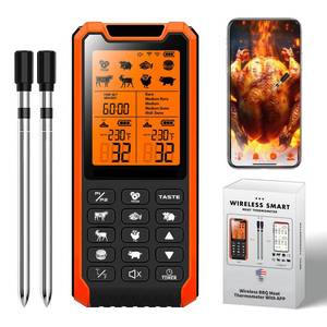 lot 2129 image: PRAVETTE Smart Bluetooth Meat Thermometer - Long Range Wireless Food Thermometer, Digital Meat Thermometer with Dual Probes for BBQ Grill, Oven, Smoker, Air Fryer