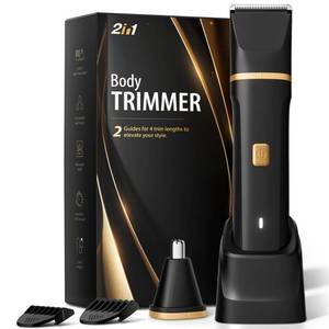lot 2146 image: Risina Body Trimmer for Men, 2-in-1 Groin and Body Hair Trimmer, IPX7 Waterproof Electric Razor, Ball and Pubic Hair Trimmer for Private Areas, Ceramic Blade Body Shaver, Rechargeable Grooming Kit factory sealed