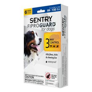 lot 2150 image: Sentry Fiproguard Plus for Dogs, Flea and Tick Prevention for Dogs (89-132 Pounds), Includes 6 Month Supply of Topical Flea Treatments