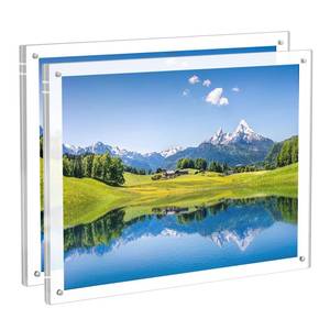 lot 2155 image: HONTUU 2 Pack 8.5X11 Acrylic Wall Mount Picture Frame Self-adhesive, Clear No Drilling Magnetic Floating Frameless Photo Frames for Display Diploma Degree Certificate and Files