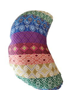 lot 2163 image: Multicolor Patchwork Print Crescent Bolster Pillow