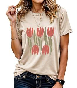 lot 2246 image: Womenfts Graphic T-Shirt Dandelion Graphic Tees Nature Hiking Adventure Outdoor Summer Short Sleeves Casual Tees Tops (Flowers03-Apricot-2XL)