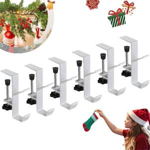 lot 2264 image: A 2 in 1 Stocking Hangers for Mantel and Fireplace Stocking Holders - Adjustable No Drill Mantle Hooks for Christmas Xmas Fireplace Garland for Holiday Home Decoration