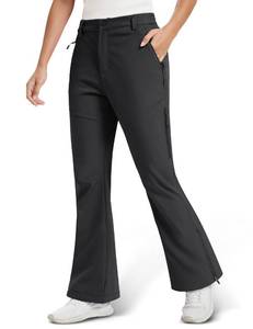 lot 2280 image: MAGCOMSEN Winter Pants Women Fleece Lined Waterproof Insulated Flare Snow Ski Pants Warm Outdoor Hiking Work Black, S