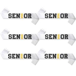 lot 2292 image: 6Pcs White Senior 2027 Satin Sashes with Black Gold Glitter Letters Senior 2027 Decorations- 2027 Graduation Celebrations Sashes - Senior Cheer Sash - Cheerleader Sash - Class Competition Sashes