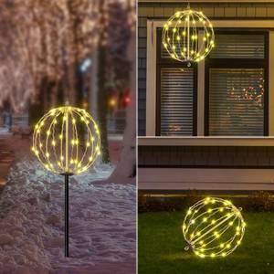 lot 2294 image: LIGHTSHARE 10IN 48LED Light Ball Yard Decoration Pathway Lights Sphere Light with Fold Flat Metal Frame Indoor Outdoor Waterproof Garden Lights, White Frame  Warm White Lights, 10