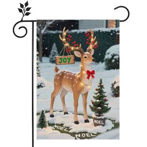 lot 2297 image: Merry Christmas Flag 12x18 Inch,Christmas Deer Winter Holiday Yard Outdoor Decorative Flag for Christmas Farmhouse Holiday Yard Seasonal Outdoor Outside Decoration