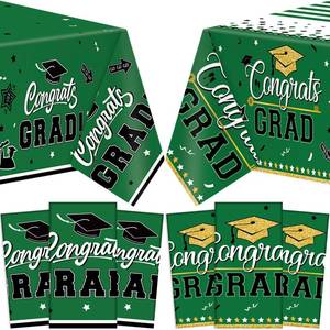 lot 2312 image: Hillsuren 6 Pcs 2026 Graduation Party Decorations Congrats Grad Tablecloths Class of 2026 Congrats Table Covers for Graduation Party Supplies Decor 54inx108in(Green)