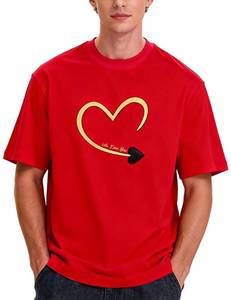 lot 2318 image: QGRSWBC Mens Womens Lover Heart T-Shirt Couples Matching Casual Shirts Crew Neck Shirts Short Sleeve Tops Red L