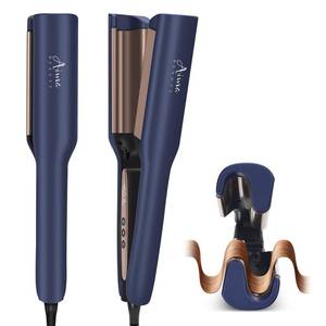 lot 2374 image: Aima Beauty 1 Inch Deep Wave Curling Iron Hair Crimper Waver Beach Waves Curling Wand, Memory Timer, Adjustable Temp Travel Dual Voltage Anti-Scald Lasting Style Ionic Anti-Frizz, Prussian Blue