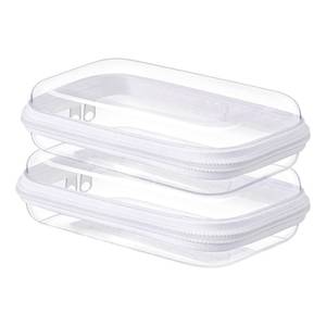 lot 2376 image: A 2 Pcs Clear Hard Shell Plastic Zipper Storage Case for Makeup Toiletries