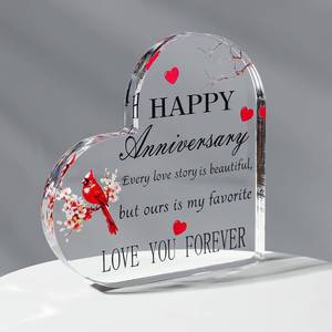 lot 2391 image: Happy Anniversary Cardinal Gifts for Women, Men Anniversary Wedding Acrylic Paperweights for Couple Wife Husband Her Him Girlfriend Boyfriend