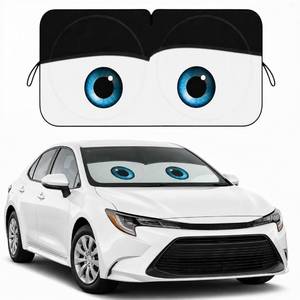lot 2395 image: Car Windshield Sun Shade, Funny Cartoon Eyes Sun Visor for Car Windshield Universal Fits Sedan Compact Car Hatchback SUV, UV Heat Protection - 59 x 27.5