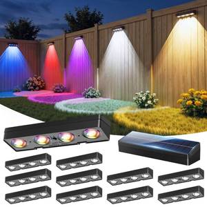 lot 2397 image: JOFIOS Fence Lights Solar Powered 12 Pack, Warm White, Cool White and RGB Color Glow LED Solar Lights Outdoor, IP65 Waterproof Solar Fence Lights for Patio, Backyard, Railing, Deck and Wall