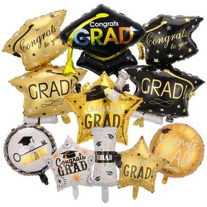 lot 2403 image: 9 Pcs Graduation Balloons Class of 2026 Congrats Grad Foil Balloons 32 Inch Grad Cap Congratulations Balloon 2026 Black and Gold Graduation Party Decorations Supplies
