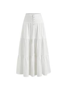lot 2408 image: CIDER Women�s Long Jean Denim Tiered Button Down High Waisted Maxi Skirts size L