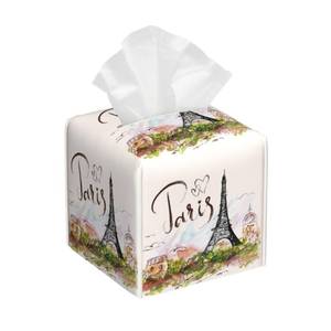 lot 2435 image: POIUBLE Leather Tissue Box Holder Paris Eiffel Tower Tissue Box Cover Square Waterproof Tissue Holder Organizer Modern Napkin Holder for Bedroom Dresser Night Stand Office Desk
