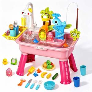 lot 3185 image: 2026 Upgraded Water Table for Toddlers 1-3, Outdoor Water Play Table for Kids Ages 4-8 with Pump, Toddler Water Table, Play Sink with Running Water, Kitchen Sink Toy, Fishing Game, Sensory Table, Pink