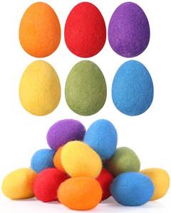 lot 4245 image: Moukeren Colorful Felted Eggs, Wool Felt Eggs for Spring, Pastel Surprise Egg Decor for Garland Crafts Tree Hanging Ornaments Party Decoration, 2.4 in Tall(Rainbow Color,18 Pcs)