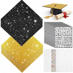 lot 4259 image: FunooFuno Graduation Cap Decorations Kit Includes 24 Graduation Cap Topper Blank Glitter Cardstock with Self-Adhesive 10 Sheet Rhinestones 24 Alphabet Letter Number Stickers for 2026 Grad Party