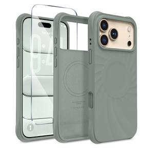 lot 4260 image: HSAOHD Magnetic for iPhone 17 Pro Case 6.3in, Compatible with MagSafe, Integrated Silicone Camera Control Cover Screen Protector, 2X MIL-STD Drop Protection Case for iPhone 17 Pro, Calke Green
