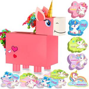 lot 4261 image: Bstoyder Unicorn Valentines Day Box and Cards for Kids School, Valentines Day Cards Gifts for Kids Classroom Exchange, School Party Favors (1 Unique Pink Box, 32 Valentine Cards, 1 Teacher Card)