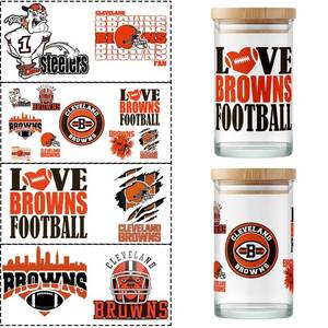 lot 4279 image: 4PCS Cup Wraps USA Football UV DTF Cups Stickers Decals Waterproof Rub on Transfers Vinyl Stickers for 16 Oz Glass Cups Fridge Wall Furniture Car DIY Craft(Brown)