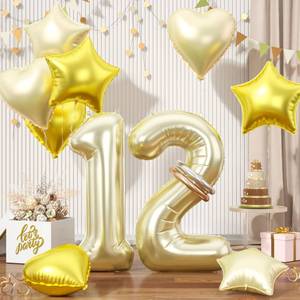 lot 4288 image: Champagne Gold 60 Balloons, Number 60 Light Gold Balloons Set, Gold Foil Star Heart Balloon With Long Balloon For 60th Birthday Party Graduation Anniversary 6th Baby Shower Decorations