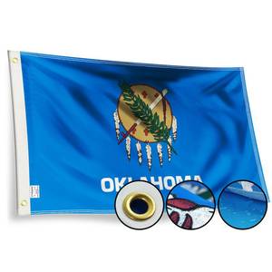 lot 4299 image: STREBAN Oklahoma Flag 3x5 Outdoor - Embroidered Design Heavy Duty Polyester Okla Flag with Sewn Stripes, Brass Grommets