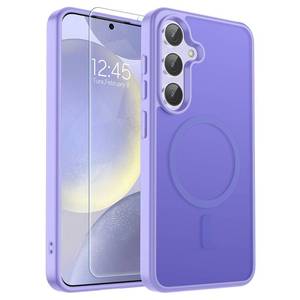 lot 4303 image: SUPFINE Magnetic for Samsung Galaxy S24 Case  S25 Case with Screen Protector, (Built-in Magnets) (Military Grade Drop Protection) Slim Translucent Shockproof Phone Case,Purple