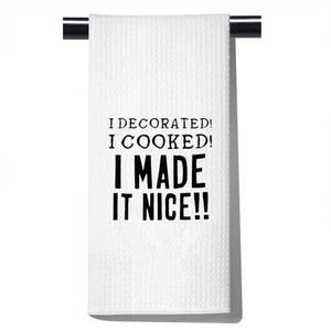 lot 4314 image: POFULL Housewives Tea Towel I Decorated I Cooked I Made it Nice Kitchen Towel for Her (I Decorated Towel)