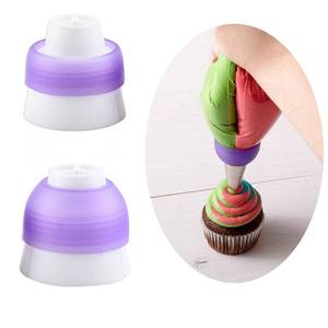 lot 4315 image: NentMent 2 Pack Piping Bag Couplers Adapter Swirl Twist 3 Color Decorating Kit Tool for Icing Frosting Tips Russian Flower Mouth Nozzles Disposable Reusable Pastry Bags Cake Cupcake