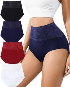 lot 4320 image: SIONCY Tummy Control Underwear High Waisted Seamless Womens Underwear Postpartum Full Coverage No Show Breathable Ladies Panties Mutipack, Color A, XL