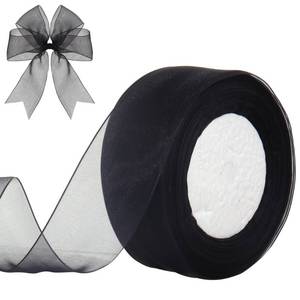 lot 4323 image: Partyeah 1-12 Inch x 50 Yards Sheer Organza Ribbon Chiffon Ribbon for Gift Wedding Flower Bouquet Wrapping Decorations Crafts (Black)