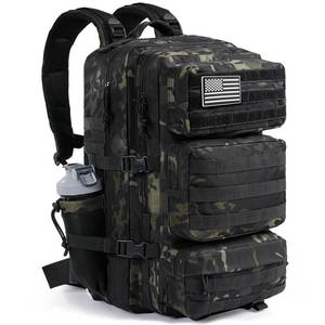 lot 4334 image: kookoomia Military Tactical Backpack 25L Day Backpack for Men Molle Army 3 Days Assault Pack Bug Out Bag Water Resistant and Heavy Duty Hiking Treeking Rucksack - Black Camo