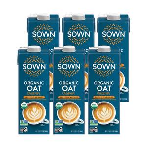 lot 5014 image: SOWN Organic Oat Creamer Salted Caramel - Barista Oat Milk Non Dairy Coffee Creamer - Plant Based, Dairy-Free, Vegan, Gluten-Free, Non-GMO, Shelf Stable - 32oz (Pack of 6)