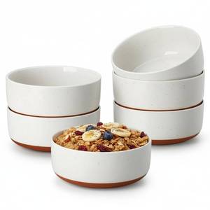 lot 5021 image: MALACASA Cereal Bowls Set of 6, 24 OZ Ceramic Bowls for Kitchen, Soup Bowl Breakfast Bowls, Dishwasher Microwave Safe, Khaki White, Series TARA