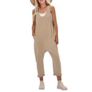 lot 6124 image: UNIANKIYA Jumpsuits for Women Casual Sleeveless V Neck Solid Overalls One Piece Long Pants Romper with Pockets size s