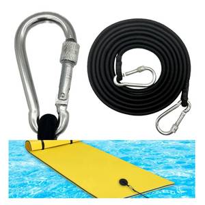lot 6135 image: A157 Inch Foam Water Pad Bungee Cord, Floating Mat Bungee Cord with Lockable Carabiner, Floating Mat Tether Kit Foam Lake Mat Cord Secure Mooring