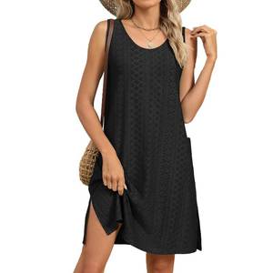 lot 6141 image: Woitury Summer Dresses for Women 2025 Casual Tank Dress with Pockets Swim Coverup Sundress Black M